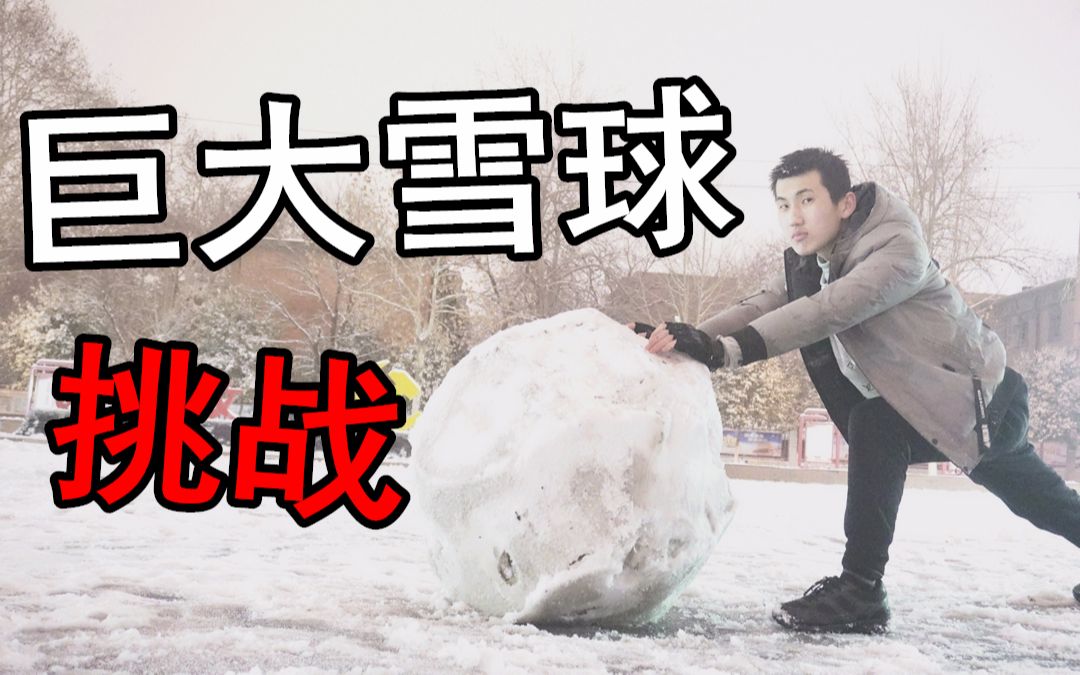 [图]挑战堆巨大雪球，历时五个多小时，堆了个500斤的大雪球