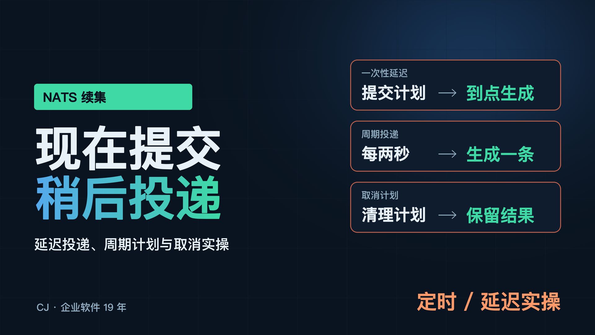 NATS 续集|现在提交,稍后投递:定时、延迟与取消实操