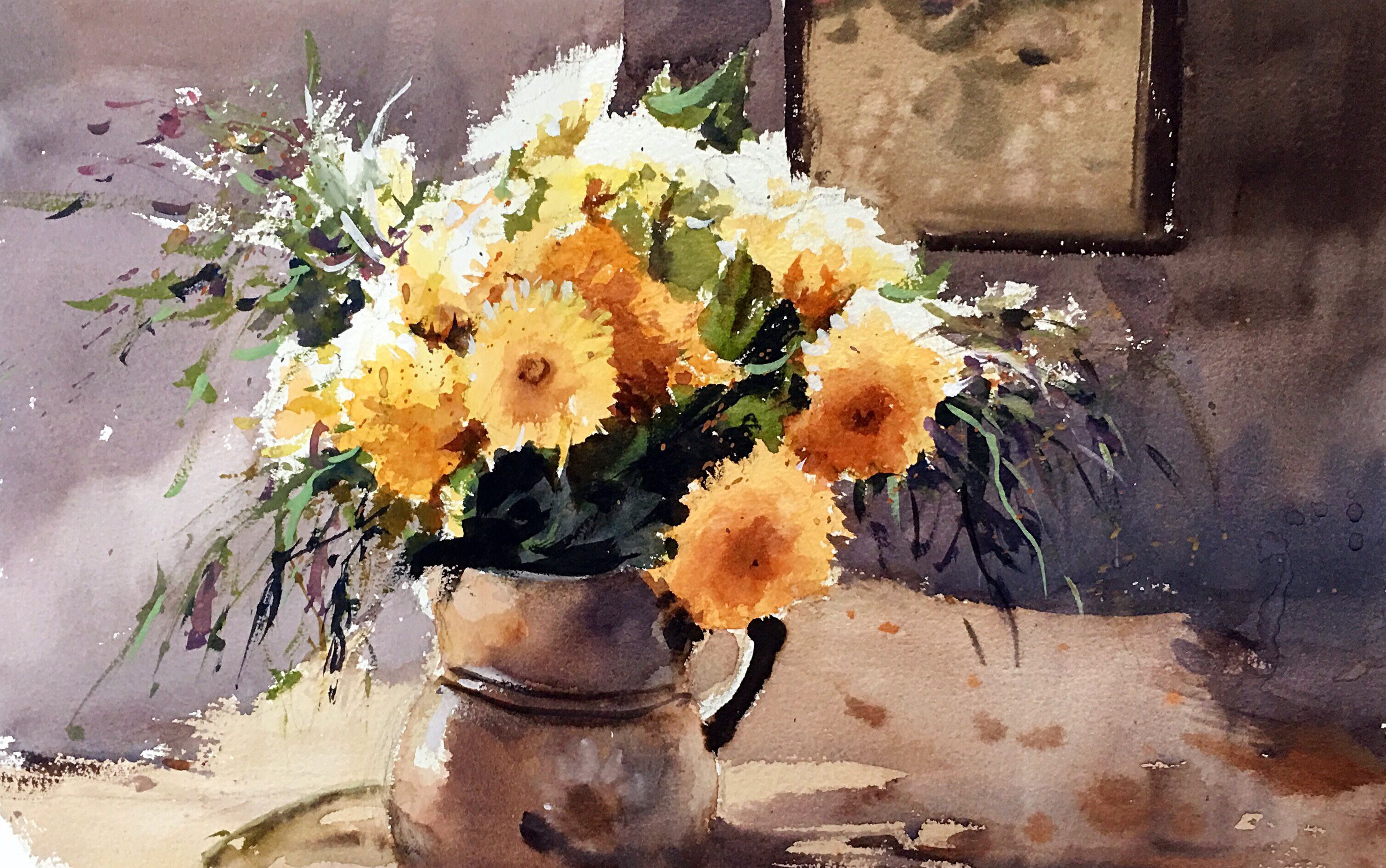 【水彩花卉教程】逆光生长(秋雨水彩)