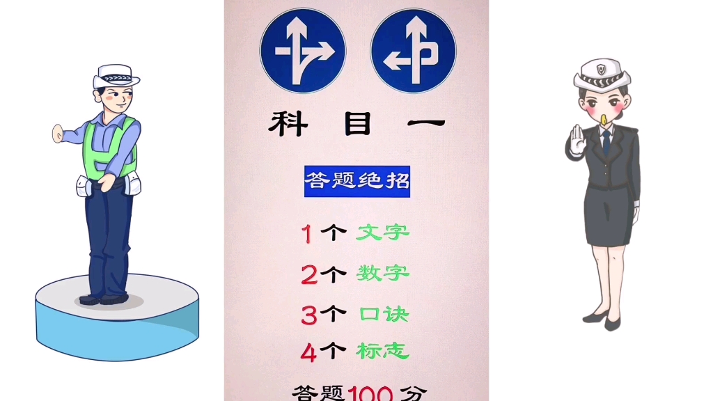 科目一,答题绝招,1个文字,2个数字,3个口诀,4个标志.100分哔哩哔哩bilibili