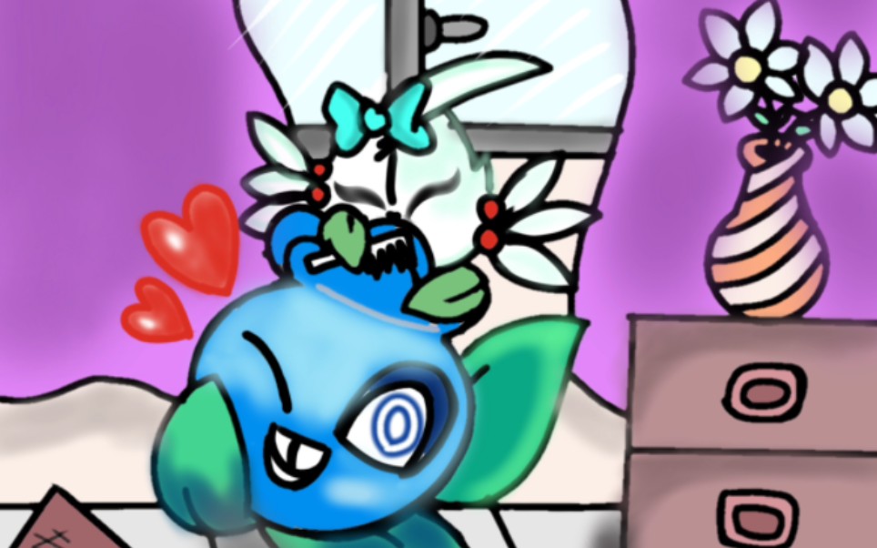 【指绘】pvz2,六岁的女小电荷给电击蓝莓梳头