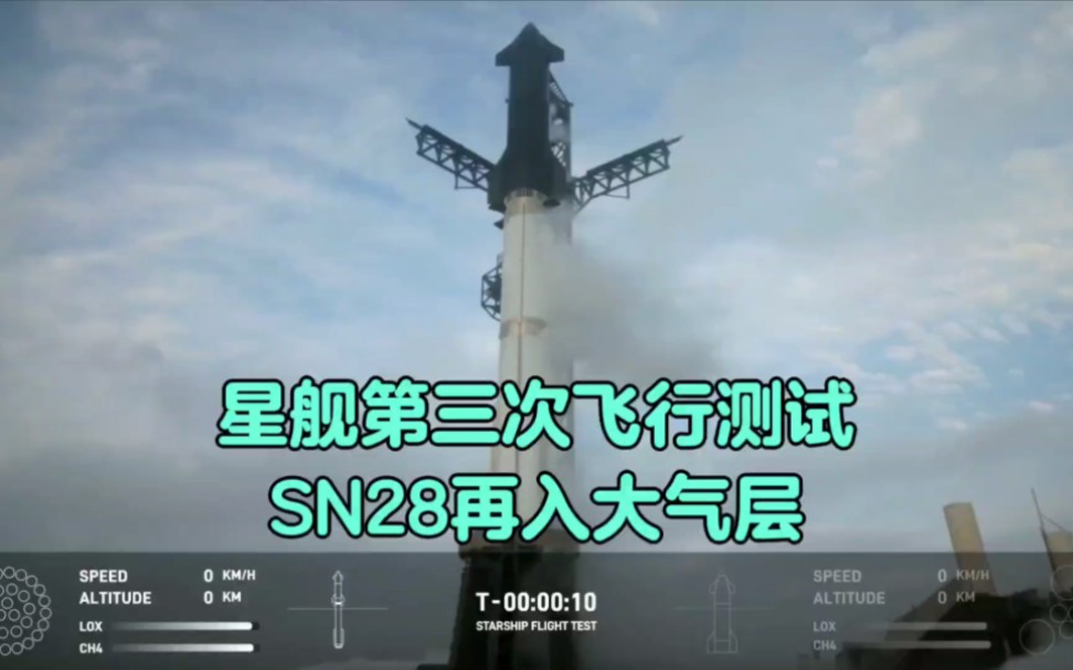 【spacex】星舰第三次飞行测试,sn28再入大气层的绝美画面