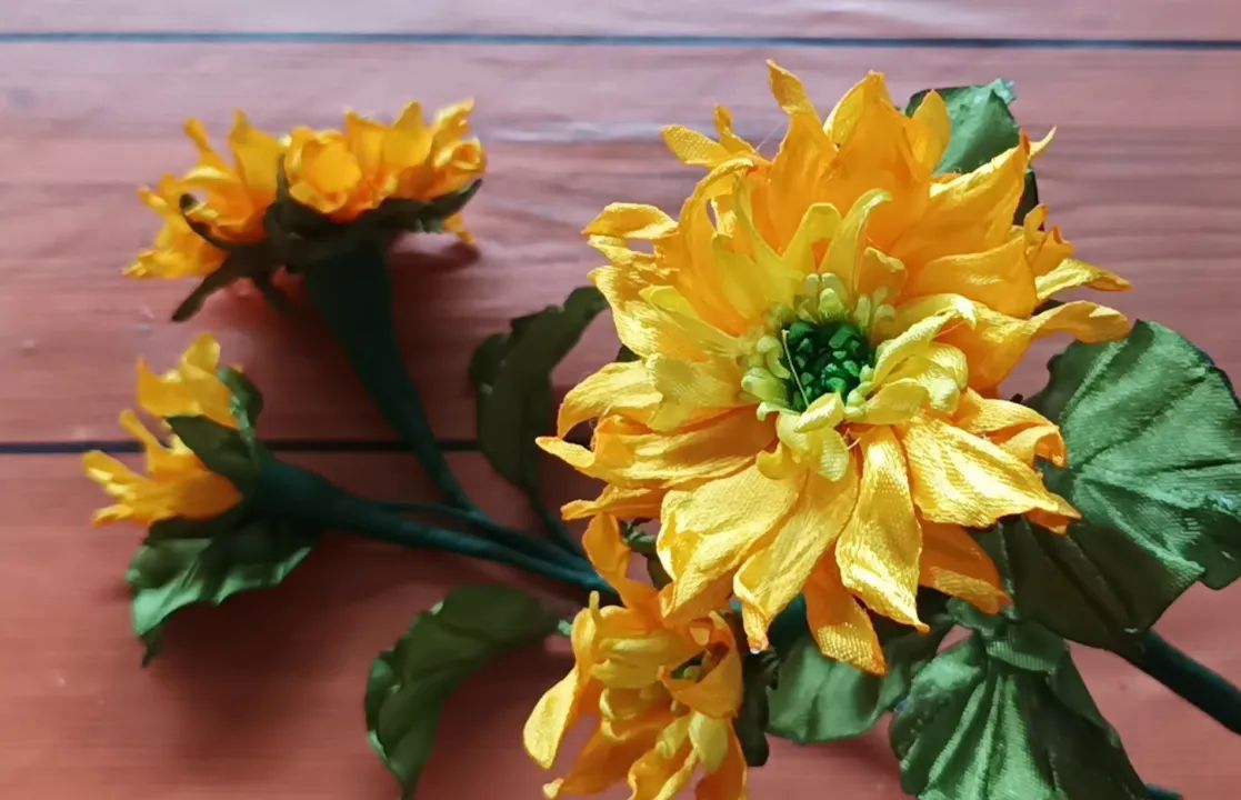 【kerajinan ibu ningsi】向日葵丝带花制作教程 tutorial membuat