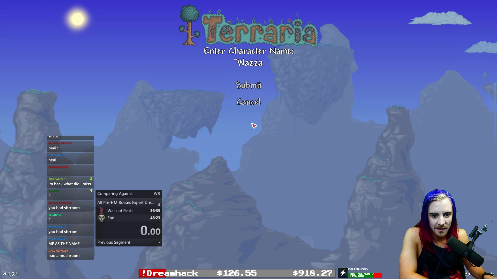 【terraria速通】全肉前boss 專家隨機 43:37 世界紀錄 by: tvgbadger