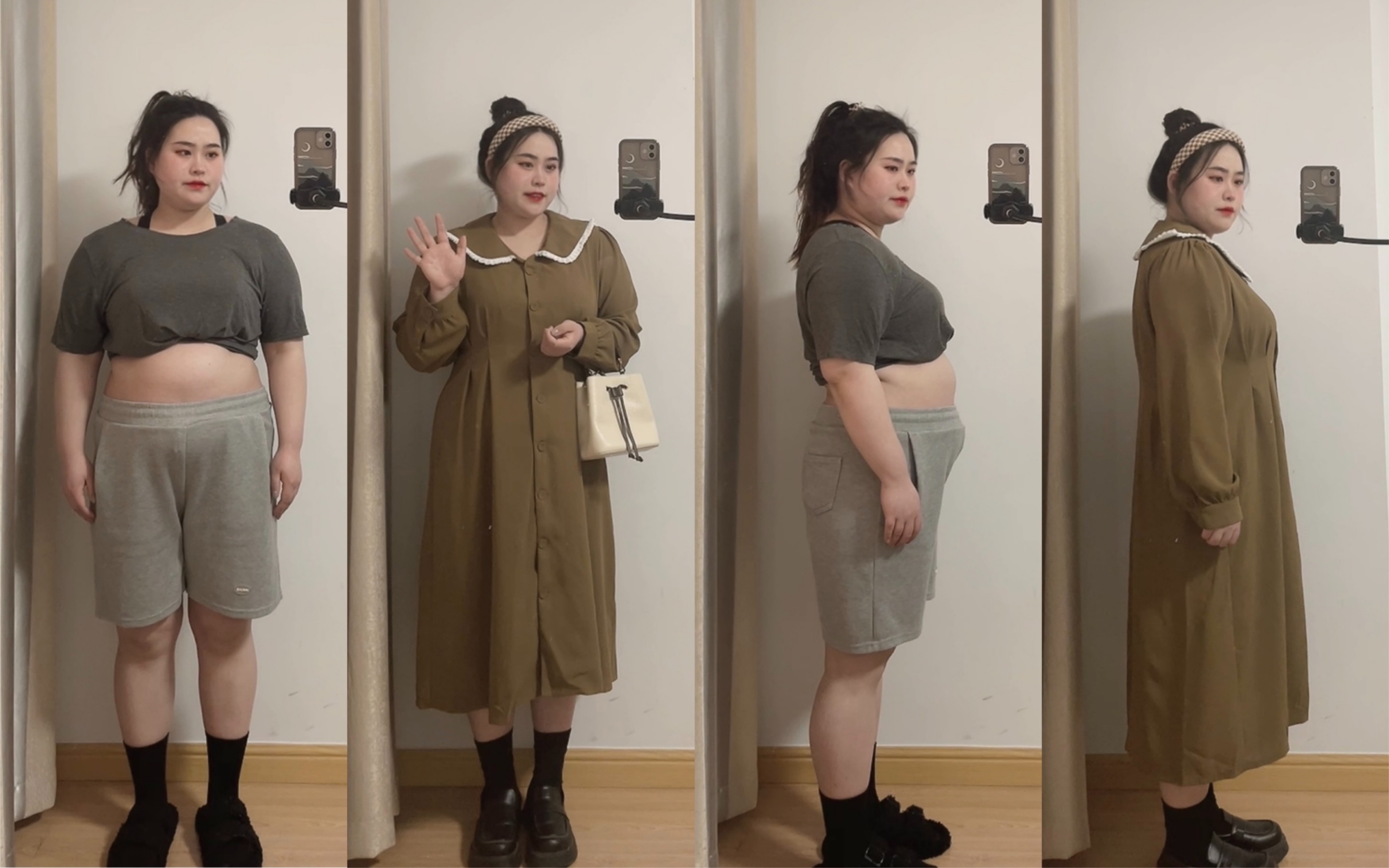 173斤微胖大码 早春穿搭分享 收腰显瘦遮肚子连衣裙