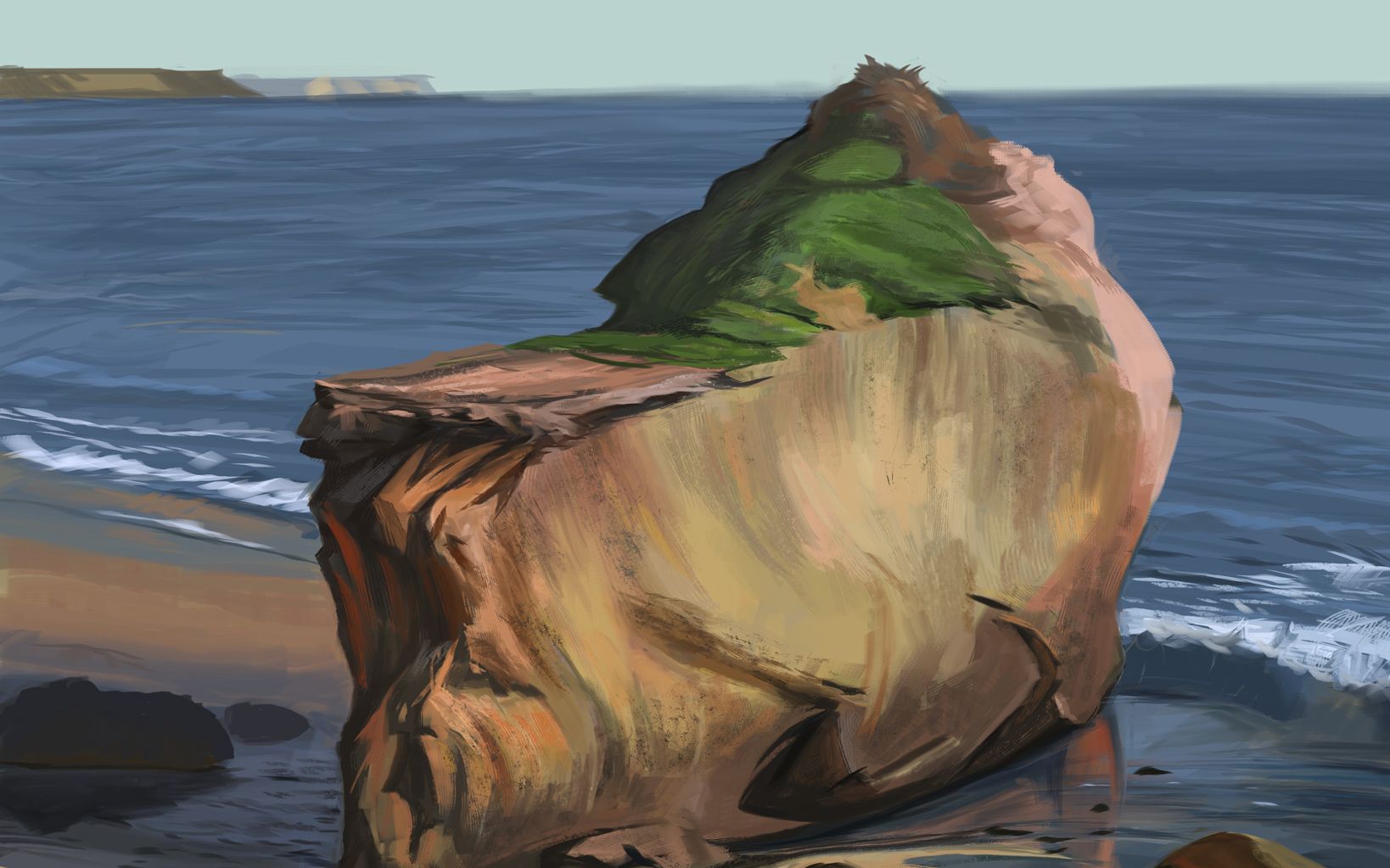 ps场景绘画岩石细节 海水色彩映射