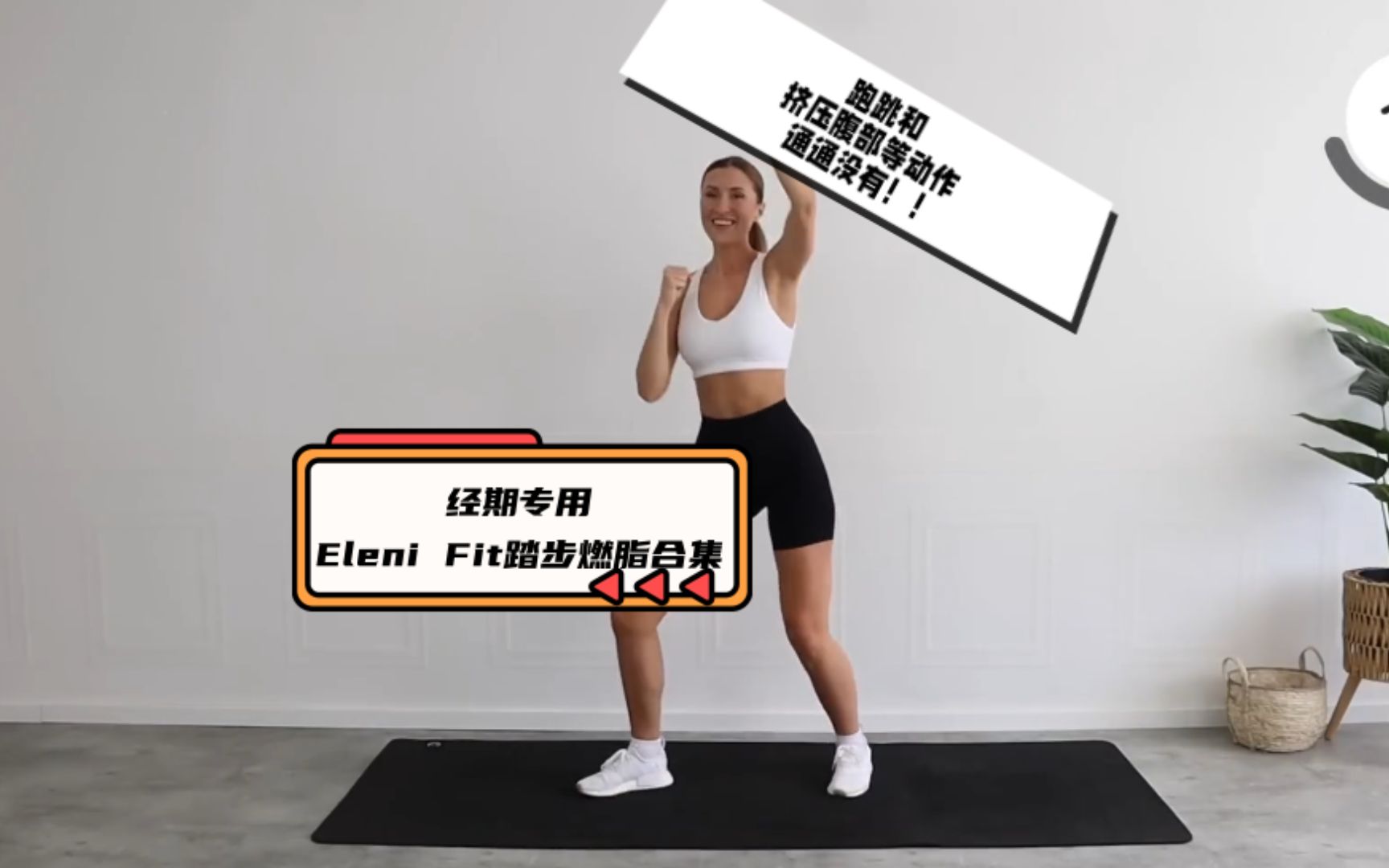 [图]【经期运动专用】Eleni Fit踏步燃脂40min 无跑跳深蹲/地板动作/抬腿等挤压腹部和激烈动作 姨妈期友好（自用侵删）