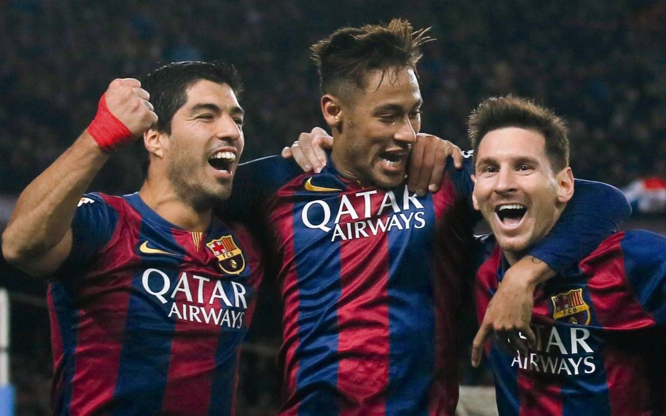 14-15赛季西甲关键战巴萨3-1马竞 梅西苏亚雷斯内马尔各入一球