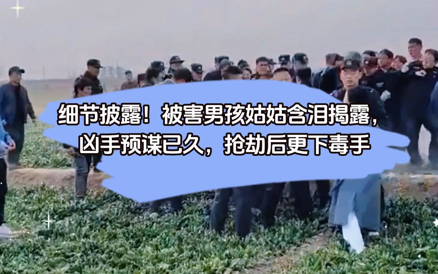 细节披露!被害男孩姑姑含泪揭露,凶手预谋已久,抢劫后更下毒手