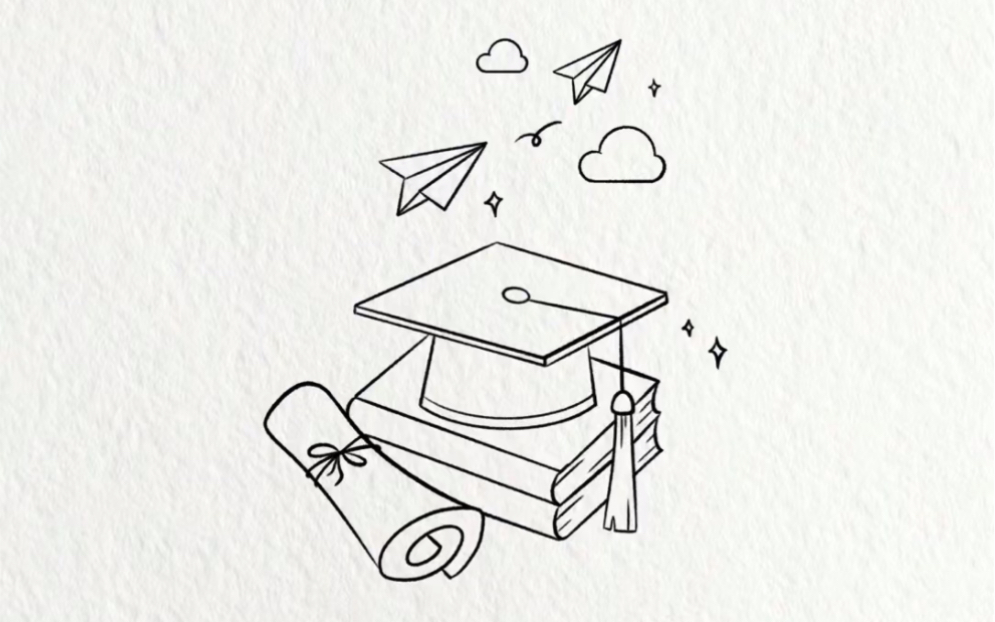高考简笔画/毕业了!祝大家都能金榜题名!
