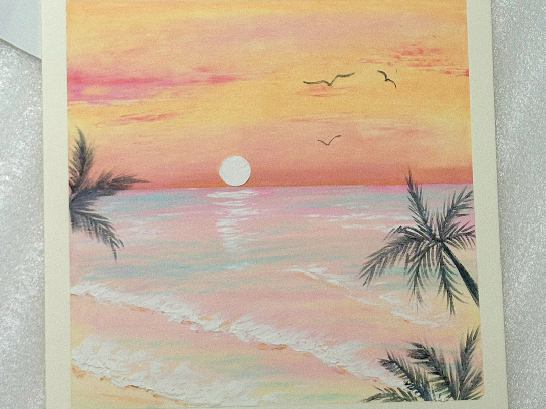 油画棒|橘子海.落日浪漫的橘子海