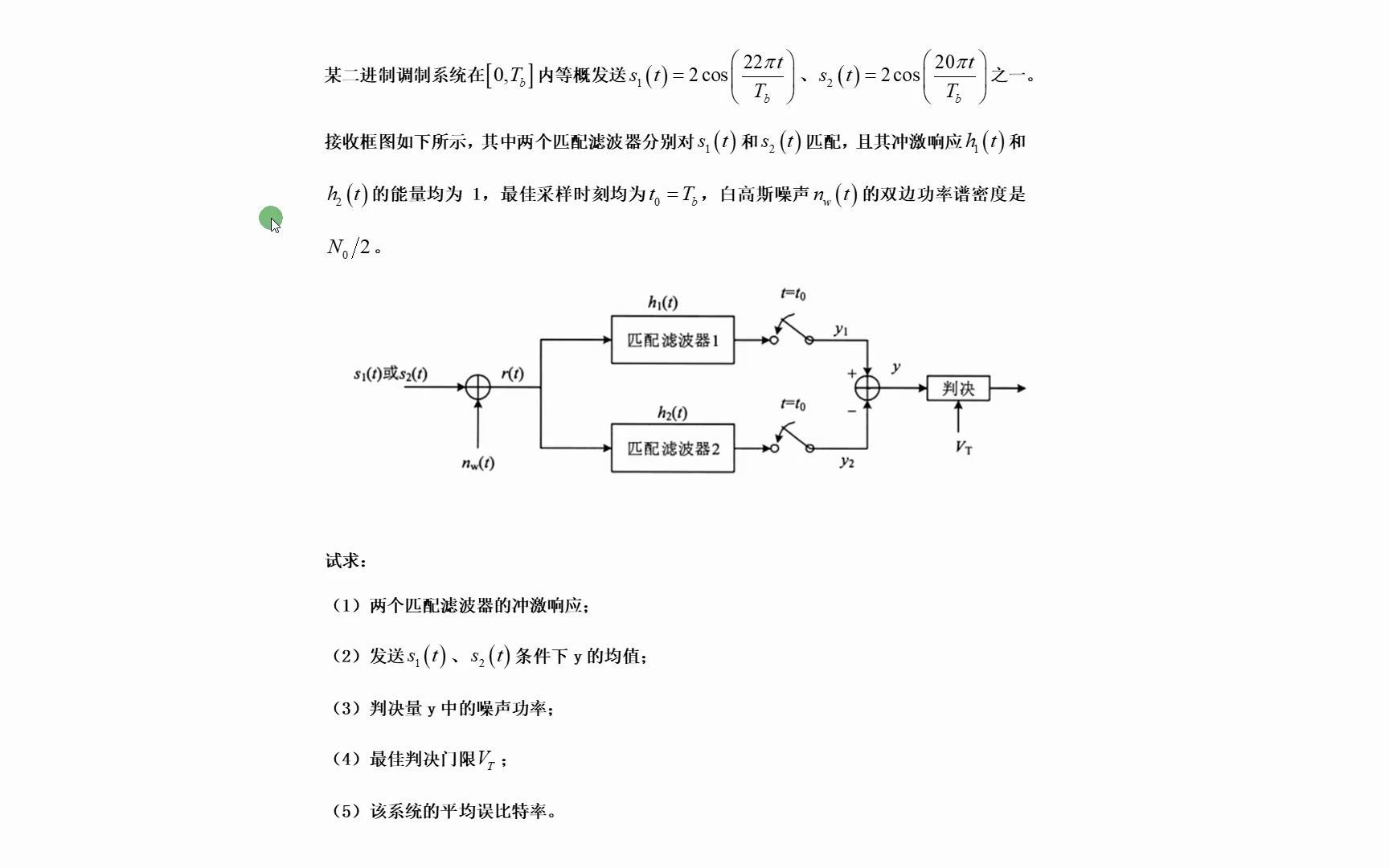 北邮2020年通信原理真题讲解——数字信号最佳接收(频带)理解方式哔哩哔哩bilibili