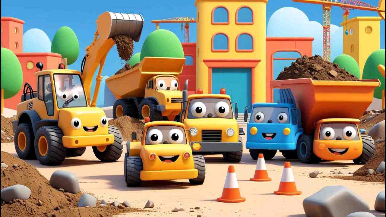 儿童早教益智玩具车小汽车动画汽车城!挖挖机工程车动画片!