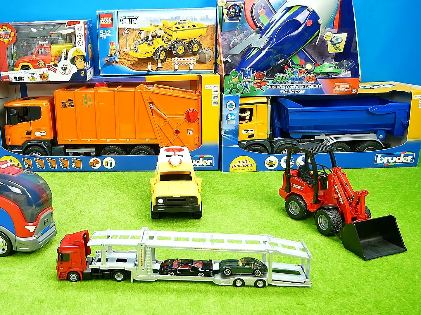 平板运输车运送玩具车 玩具车开箱试玩