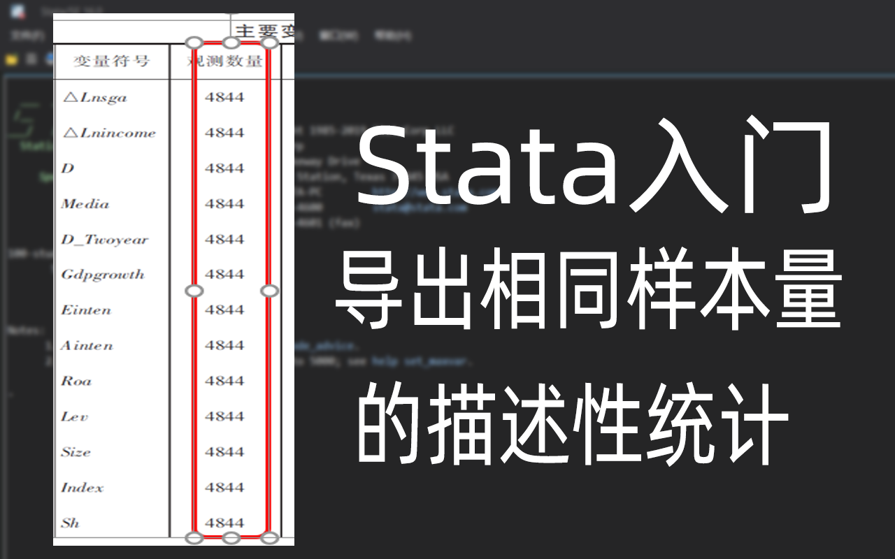 Stata入门——导出相同样本量的描述性统计哔哩哔哩bilibili