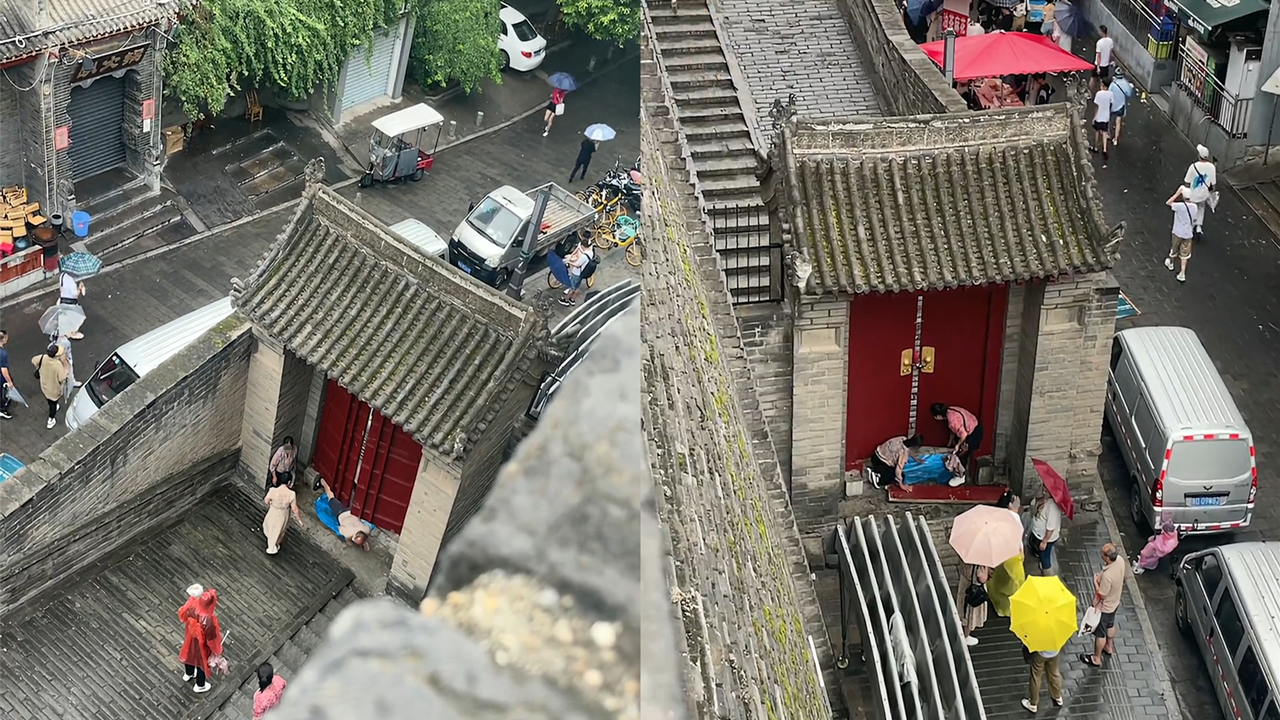 万万没想到！为逃54元门票游客卸掉门槛，从缝隙中爬进西安城墙