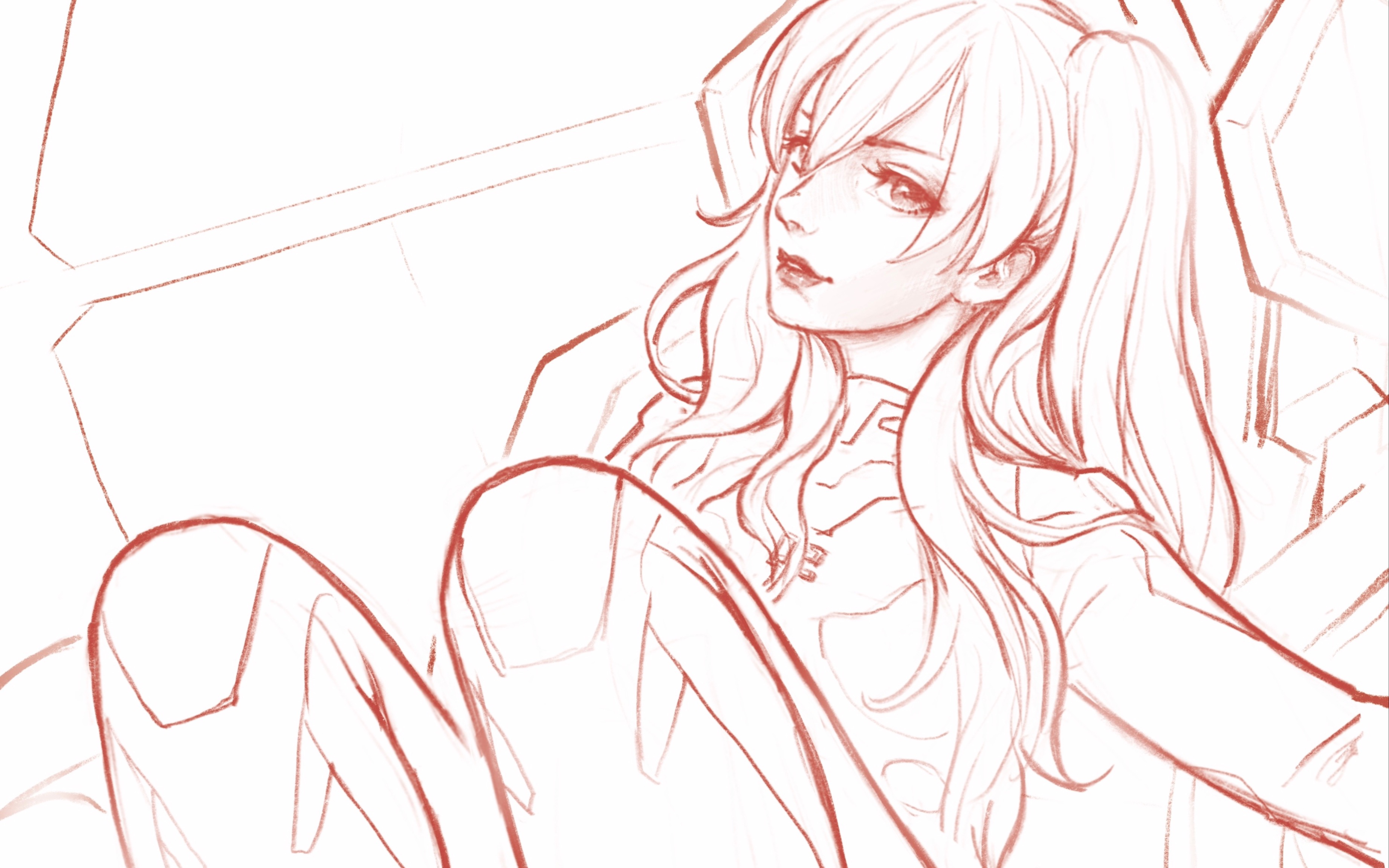 ipad绘画eva明日香线稿过程