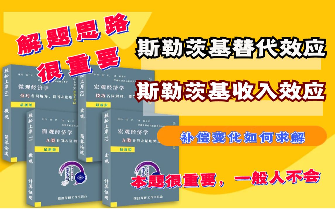 【微观计算.强化】1.斯勒茨基替代效应与收入效应及其补偿变化求解哔哩哔哩bilibili