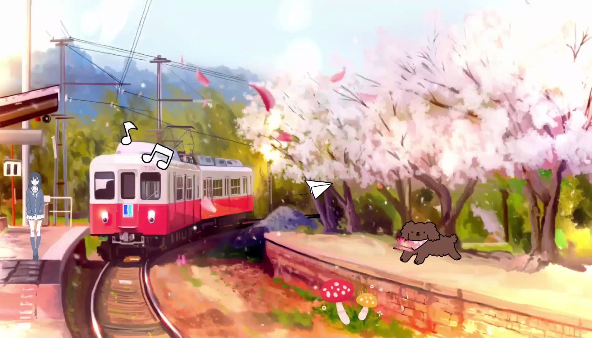 环境音火车白噪音上一起坐上樱花列车去旅行吧