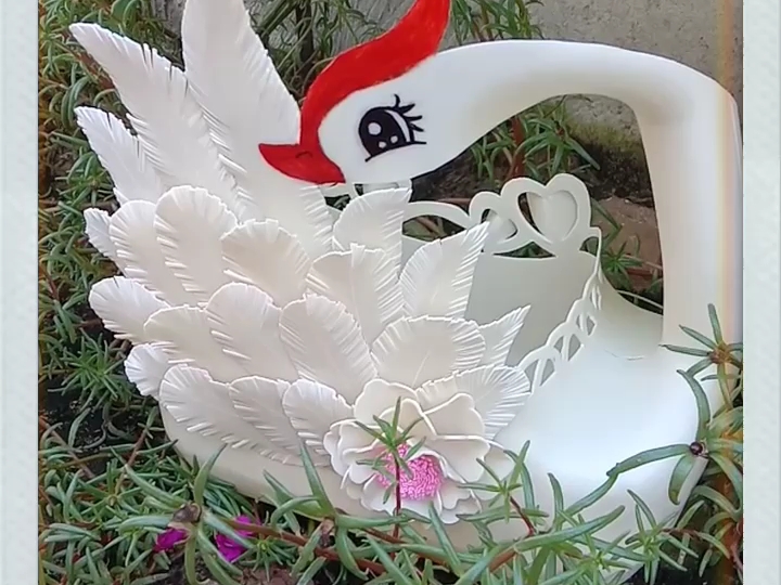 手工天鹅花盆