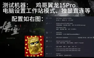 Descargar video: 【几种设置下黑神话悟空表现如何？】鸡哥翼龙15Pro前来报告！