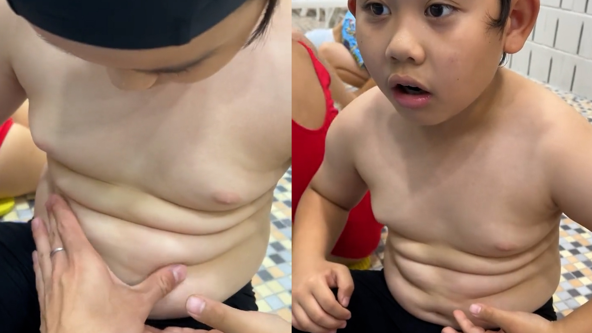 看看腹肌!男孩错把3层"游泳圈"当腹肌,老师回答使其信心大增