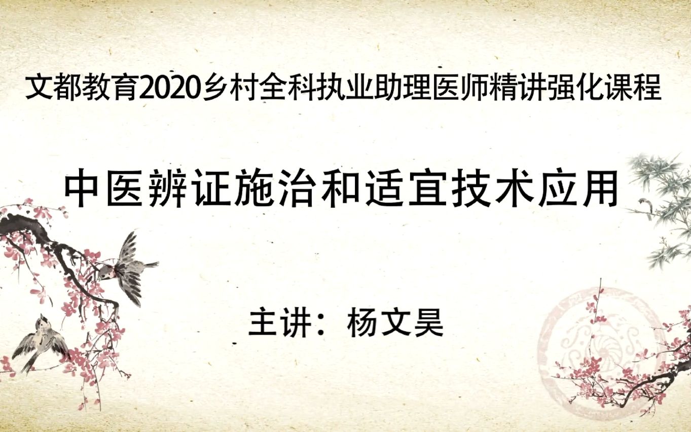 [图]2020乡村全科执业助理医师精讲：中医辨证施治和适宜技术应用【杨文昊-文都网校】