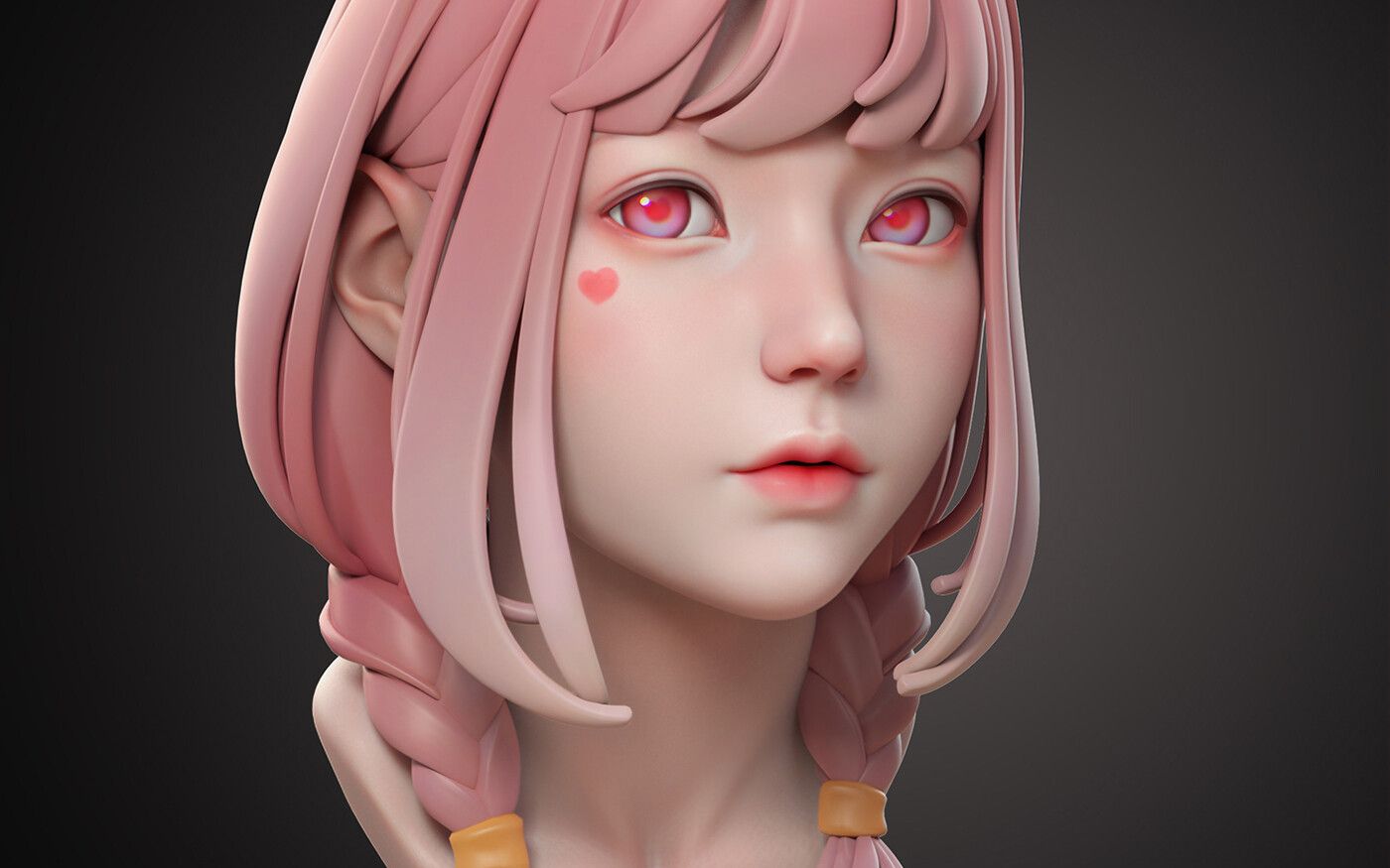 zbrush新手教程:女生五官/头发细节高模雕刻/上色讲解-人物角色建模