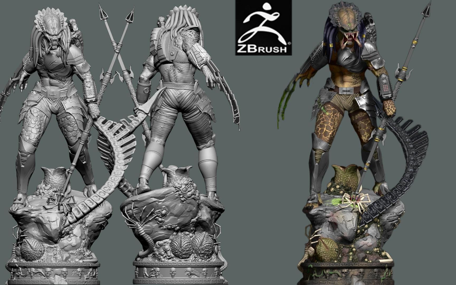 【zbrush角色雕刻】从零教你全流程详细制作-铁血战士,全是干货!