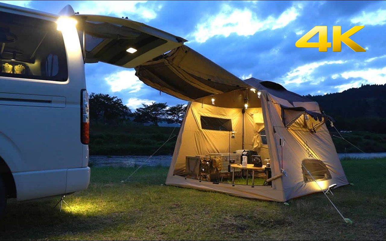 装备大爷雷雨天在河边搭帐篷汽车露营 | 作者:little camper