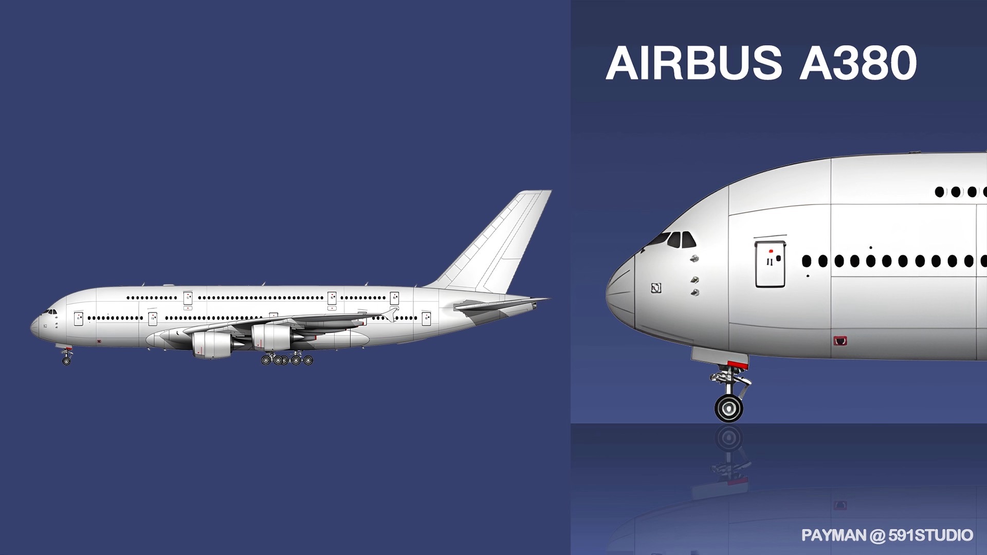 空客a380白机身侧面图