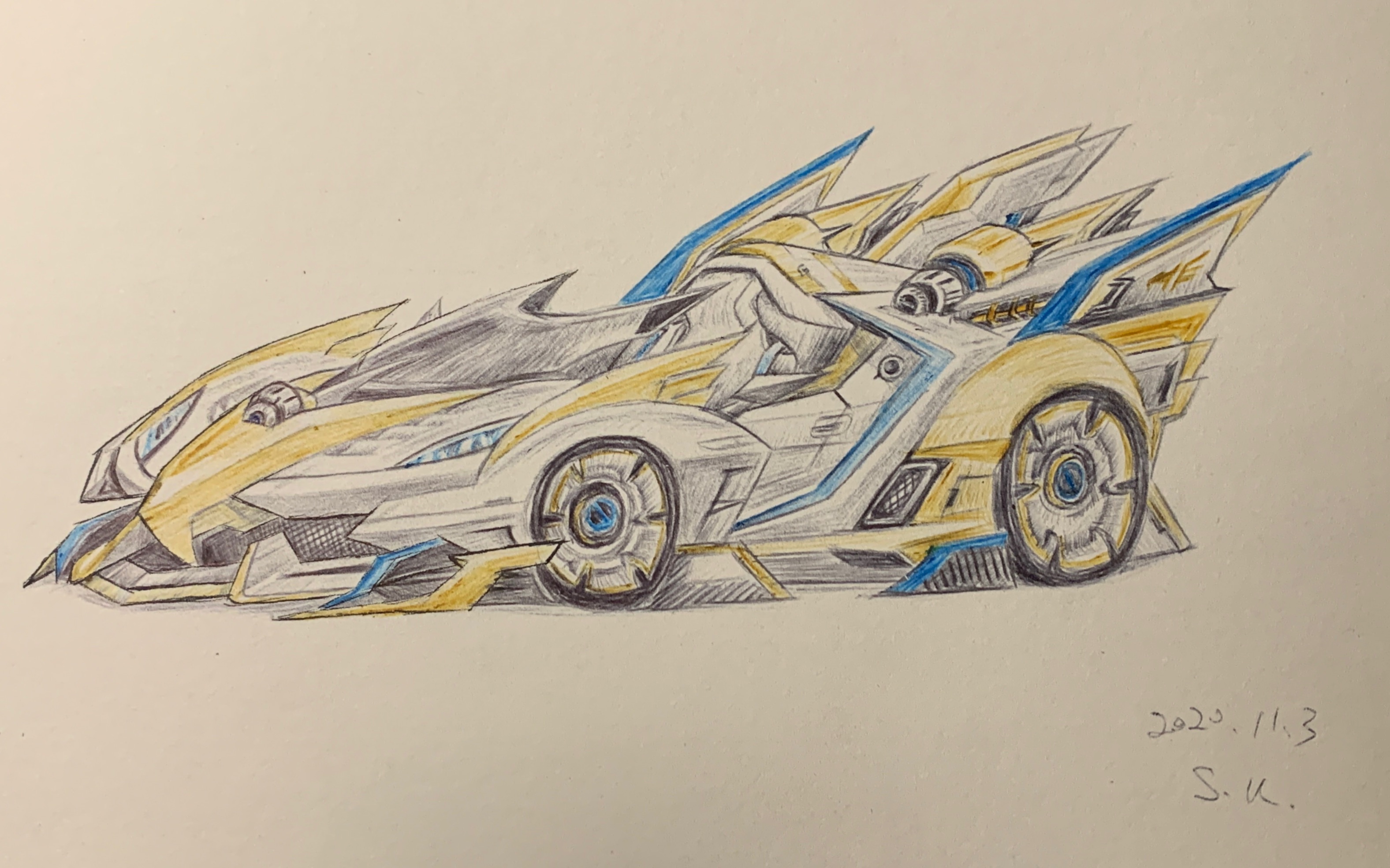 qq飞车手游 没记错的话 第一辆点券道具车吧 a车骑士精神 【圆珠笔