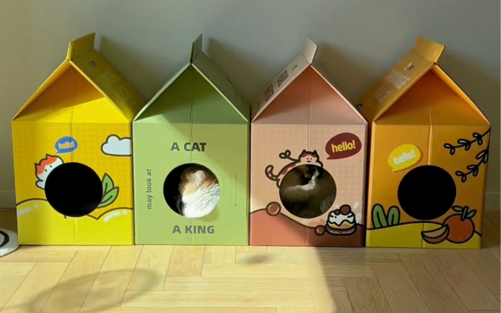 手工猫窝做法纸箱图片