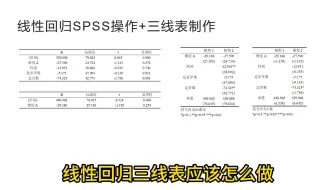 线性回归多种三线表应该怎么做，SPSS+Excel如何操作