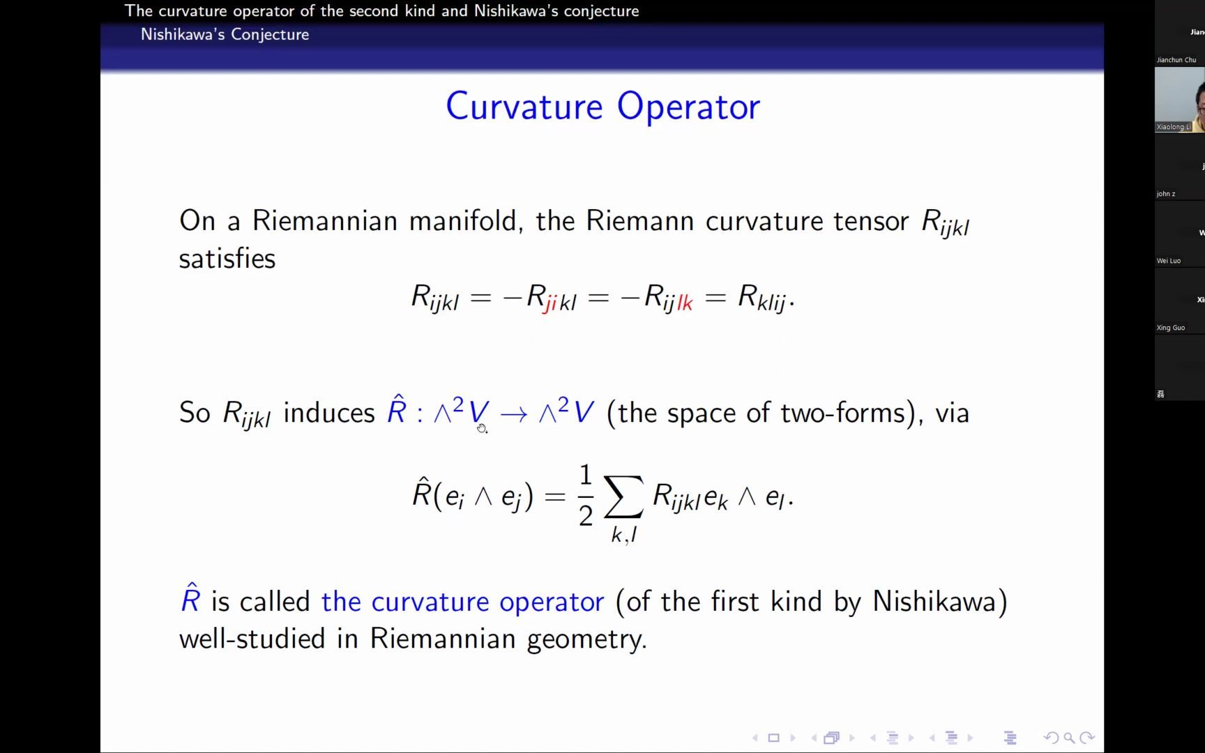 [图]【Seminar】The Curvature Operator of the Second Kind and Nishikawa’s Conjecture