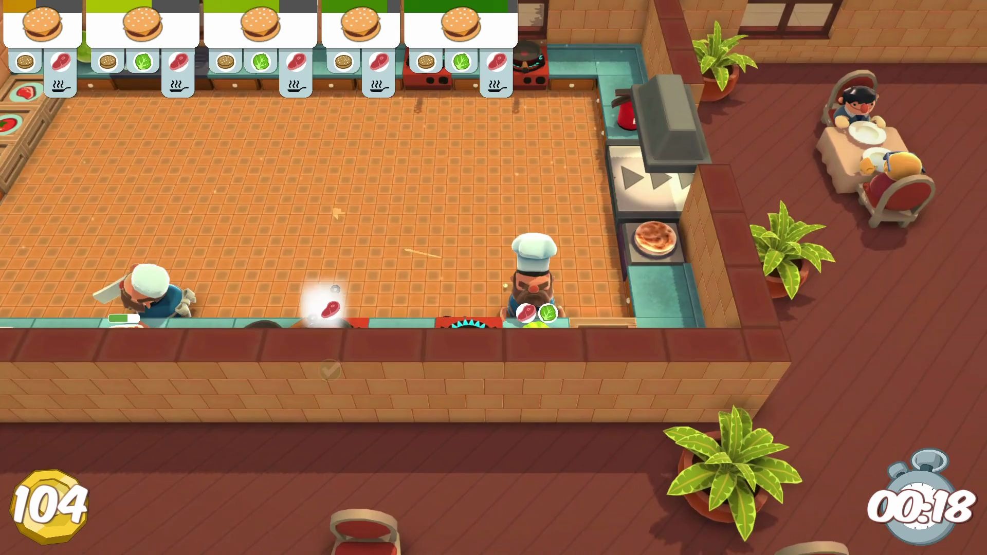 overcooked 1(胡闹厨房1)单人三星通关1-6