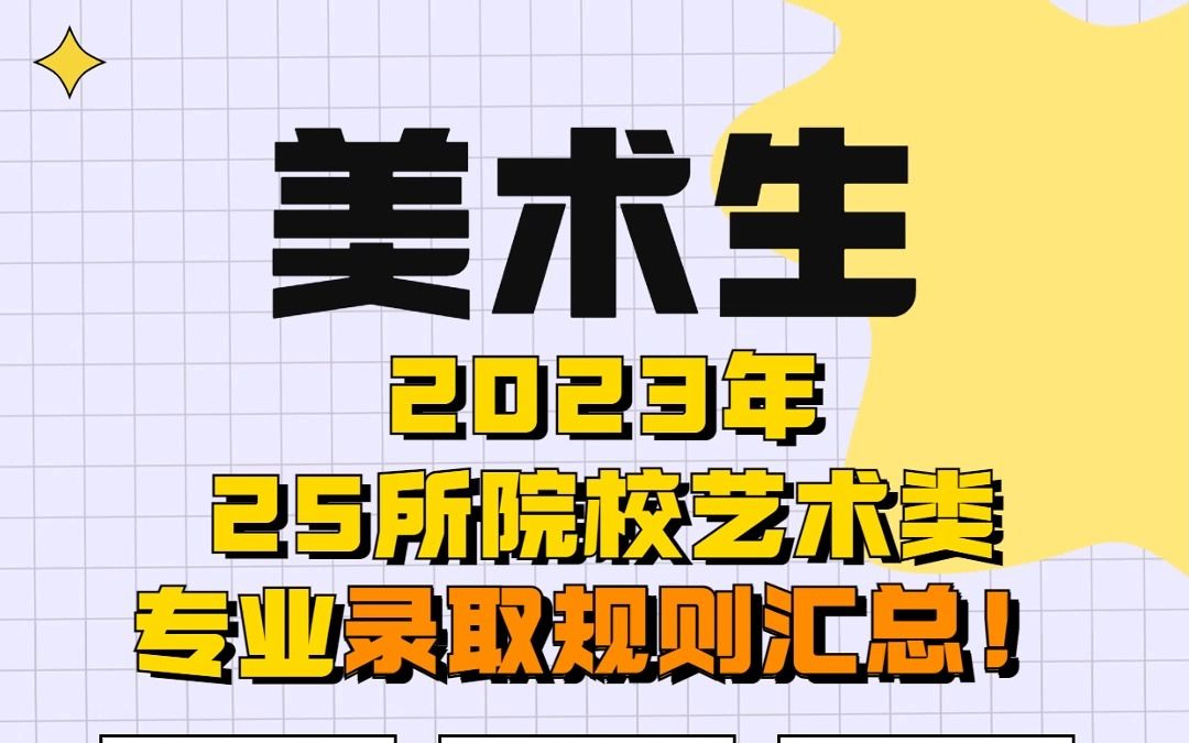 美术生2023年院校录取规则汇总!2023届美术生、2024届美术生注意!哔哩哔哩bilibili