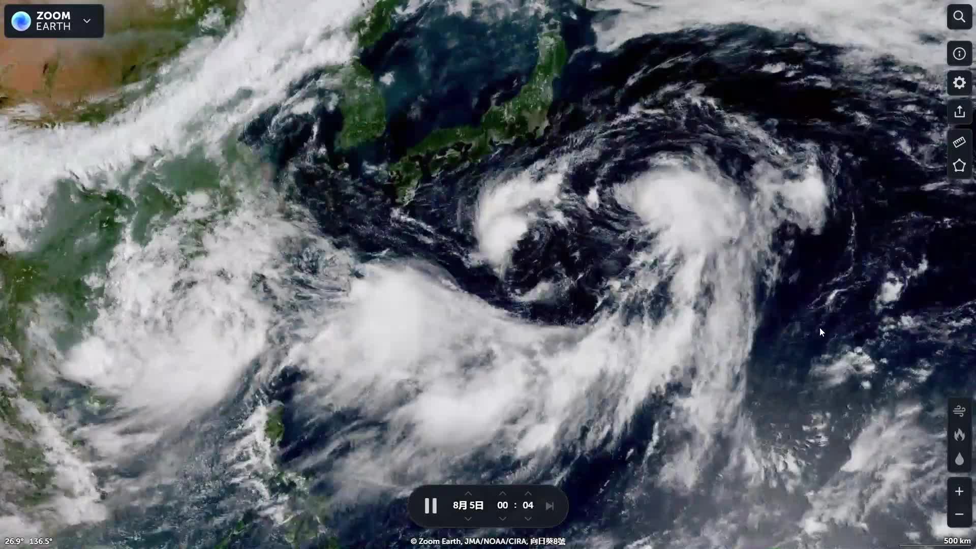 8月5日云图 热带风暴卢碧lupit 热带风暴银河mirinae 热带低压12w