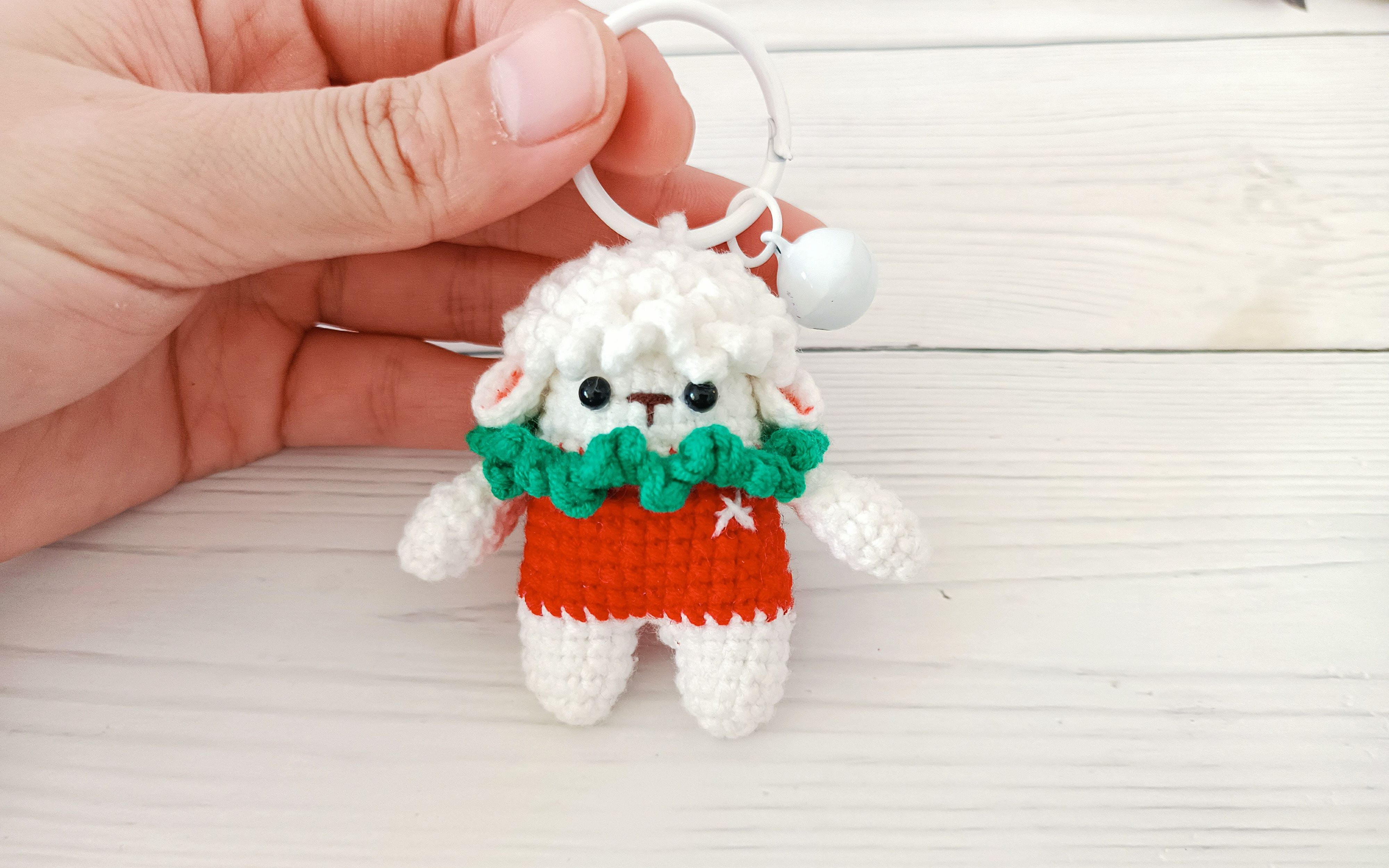【滴答滴手工】圣诞咩咩羊钩针编织玩偶挂件,精致小巧,简单易学