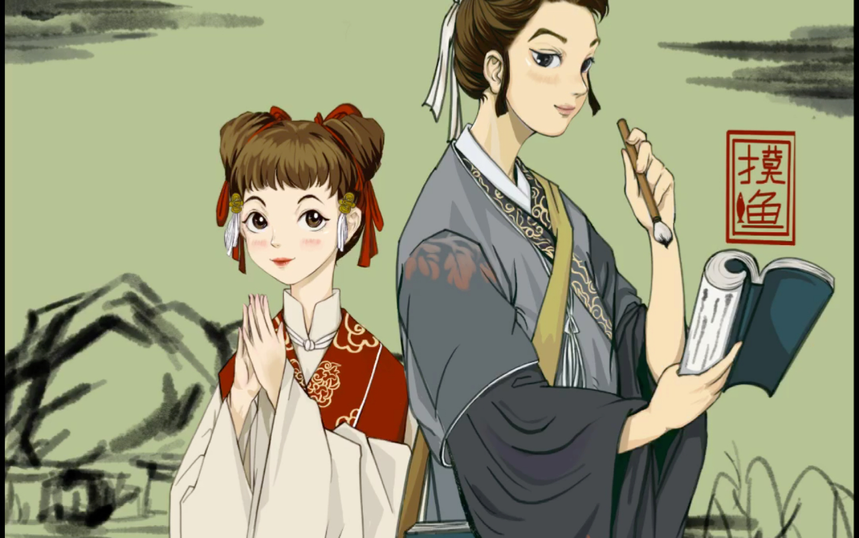 活动作品procreate江南百景图汤显祖丽娘