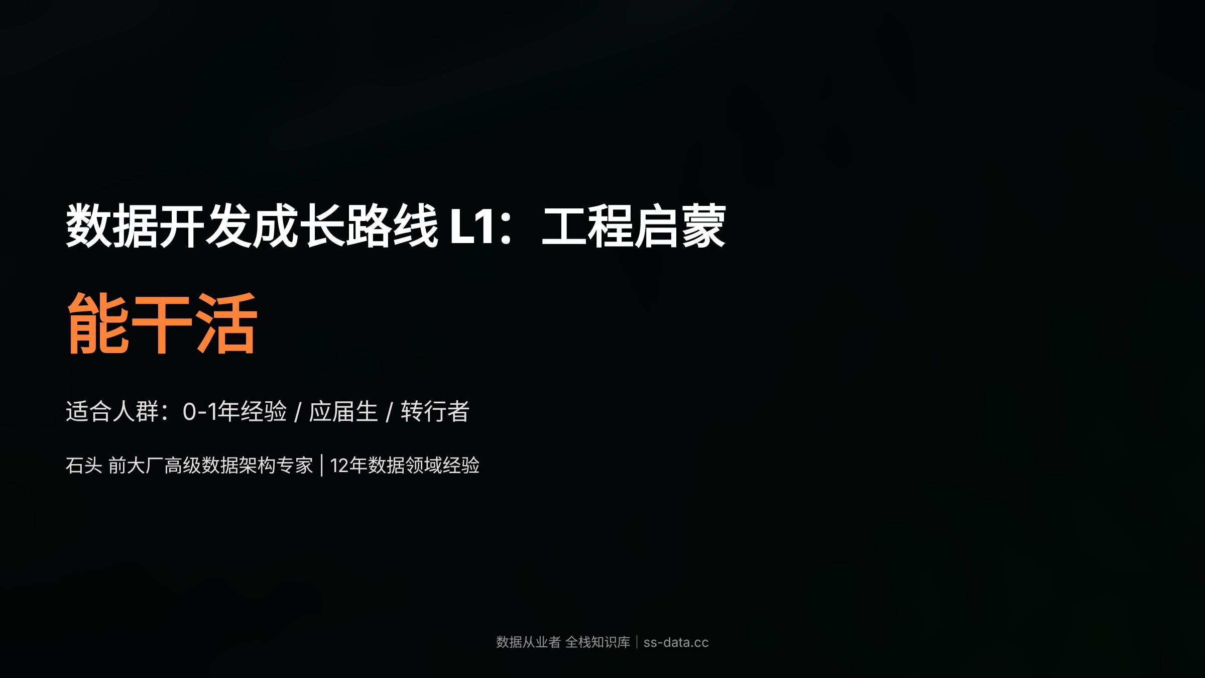 【数据开发成长路线】L1工程启蒙：从0到能独立干活