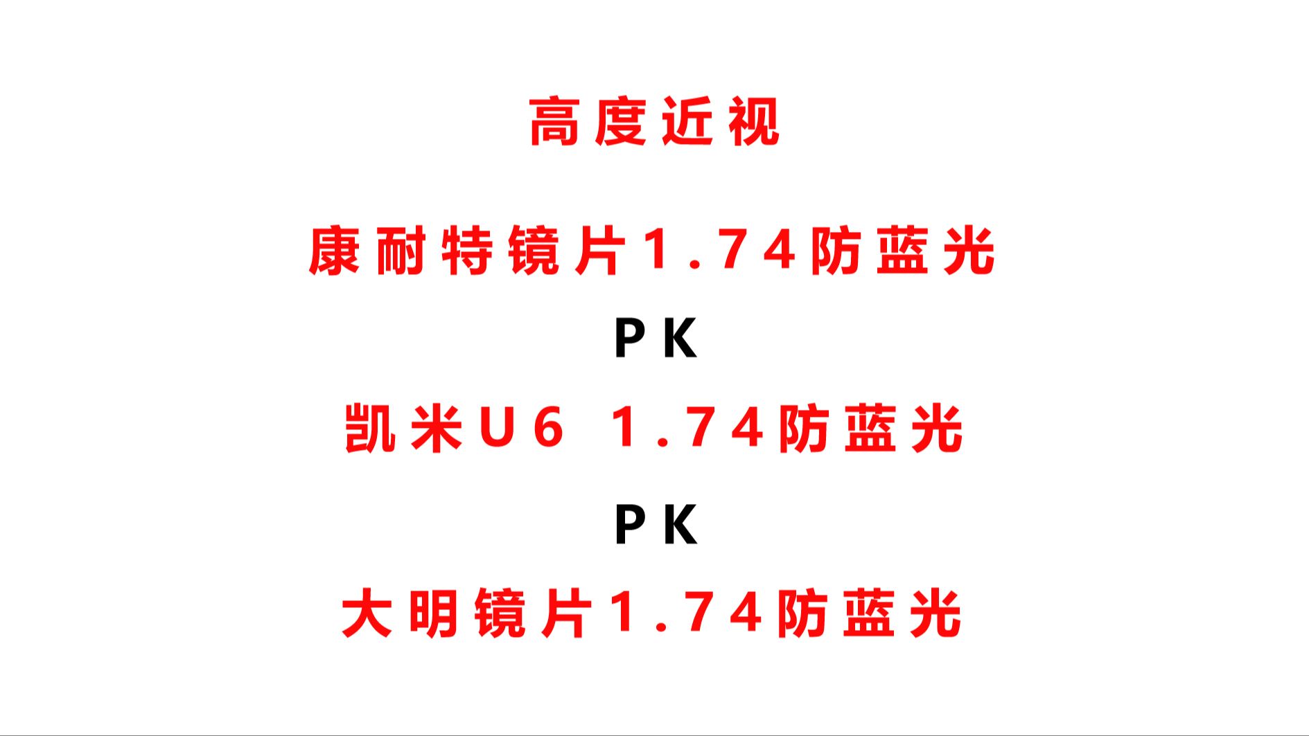 高度近视1.74防蓝光镜片康耐特和凯米U2和大明对比哔哩哔哩bilibili