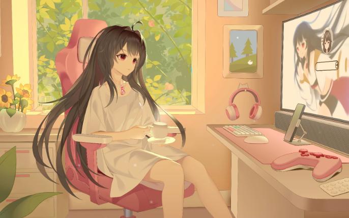 【动态壁纸】病弱系少女开播前的惬意时光