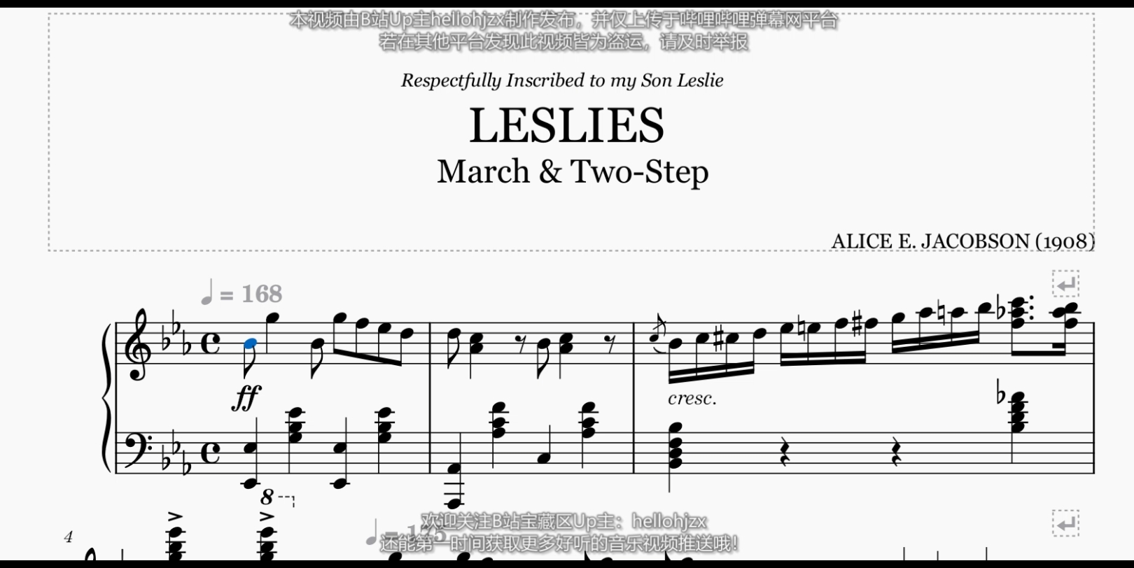 [图]艾丽斯·雅各布森：《莱斯莉进行曲与二步舞曲》- Alice E. Jacobson : Leslie's March and Two Step（1908年出版）