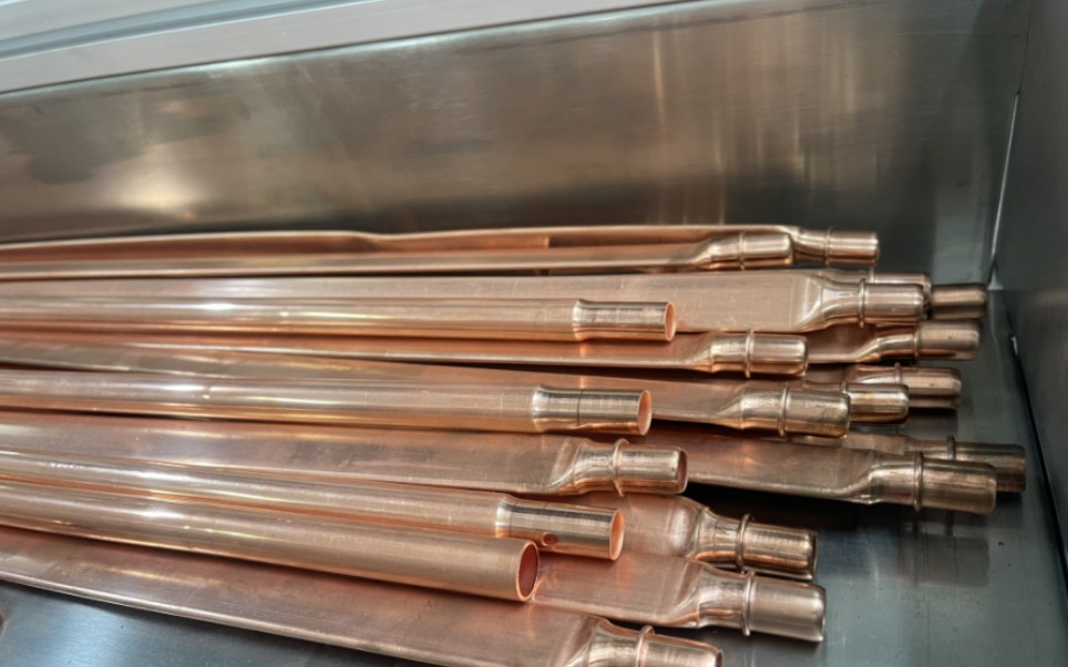 铜管缩口挤鼓压扁一体机 #空调散热器管件 #管件加工 #设备厂家实拍