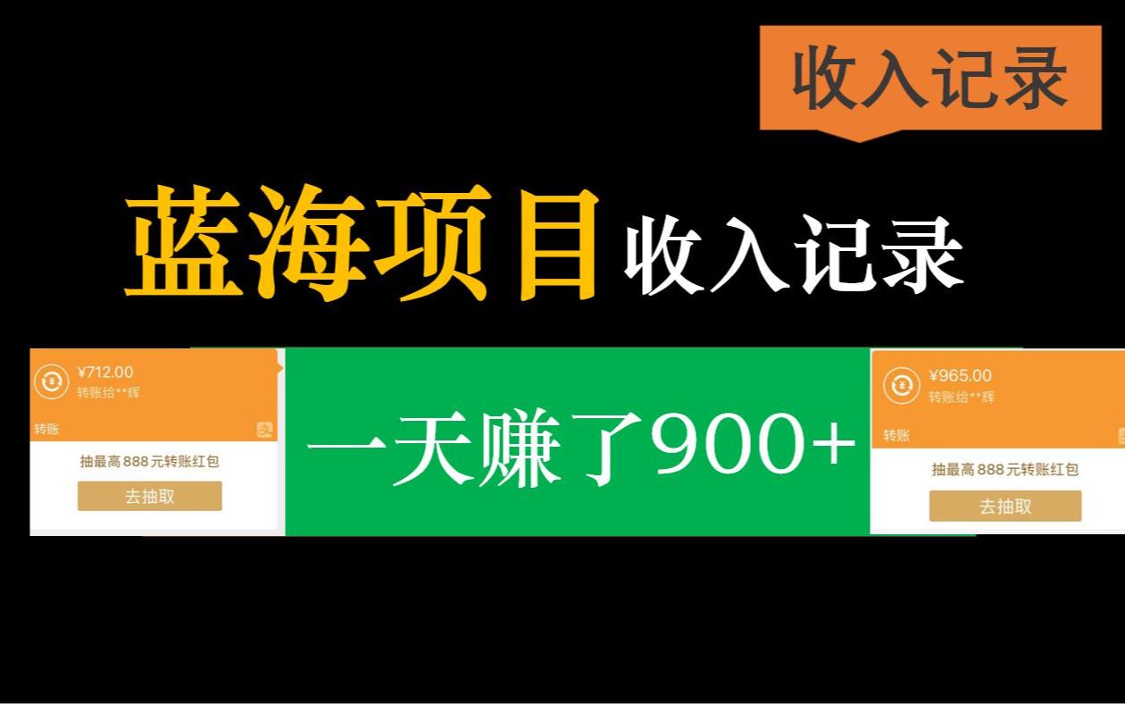 辉哥原创蓝海项目,一天收入900多,记录一下(仅供参考)哔哩哔哩bilibili