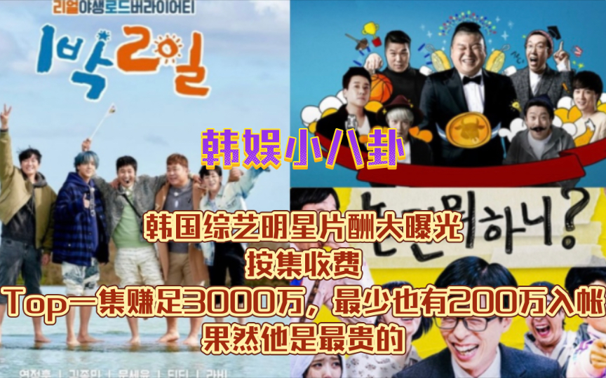 韩国综艺明星片酬大曝光!