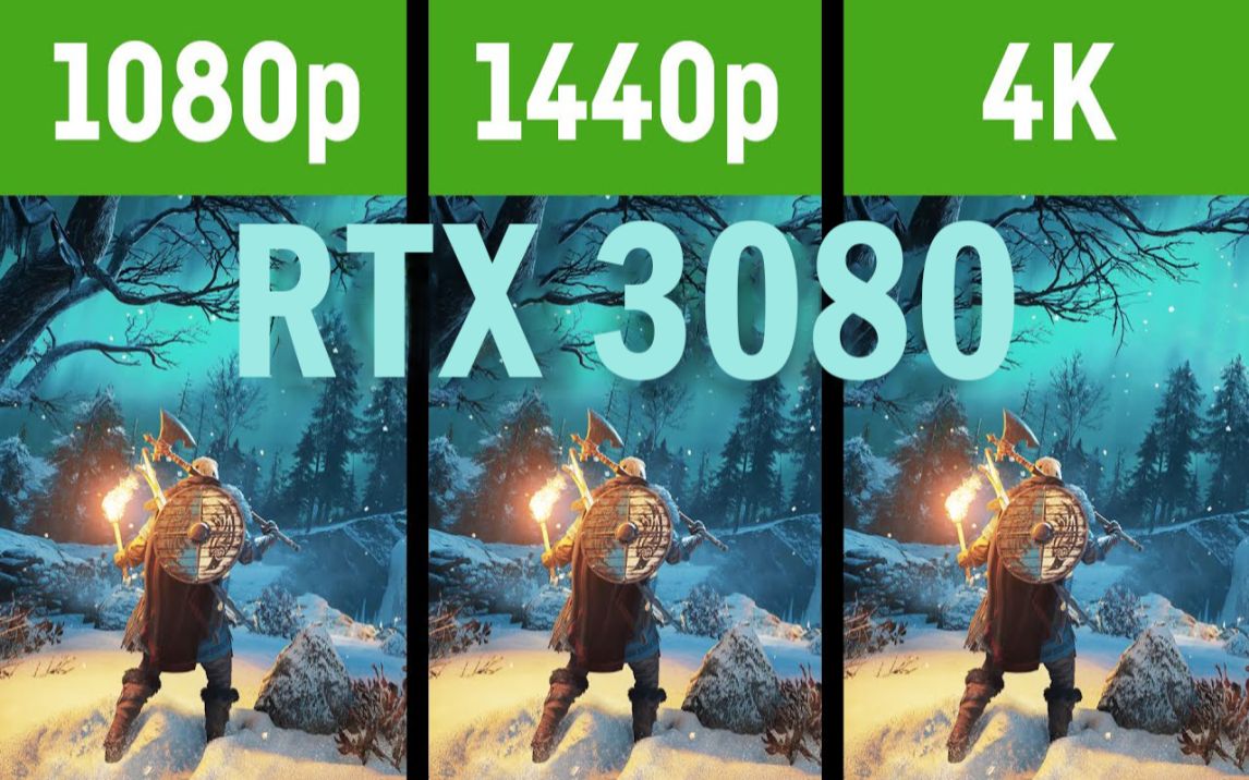 [图]1080P vs 1440P vs 2160P  游戏帧数对比  RTX 3080 + i9-11900K   4K 60帧视频