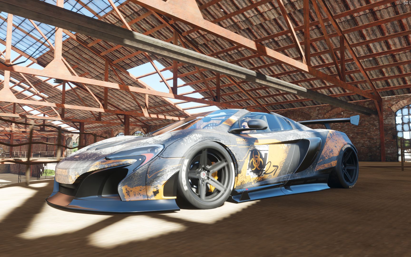 地平线4迈凯伦650sspyderlb宽体切尔诺贝利涂装暴雨高速路段极速测试