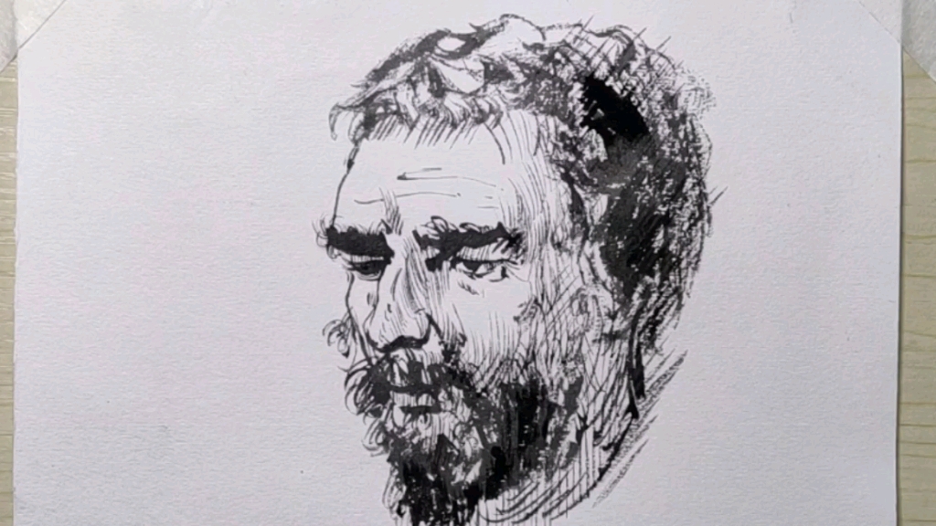 速写头像,低头的瞬间